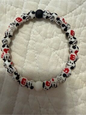 Lokai White, Black & Red Mickey bracelet Bead Stretch Bracelet-never worn